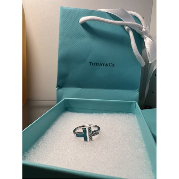 Authentic Tiffany co diamond and turquoise t wire ring - Picture 4 of 9